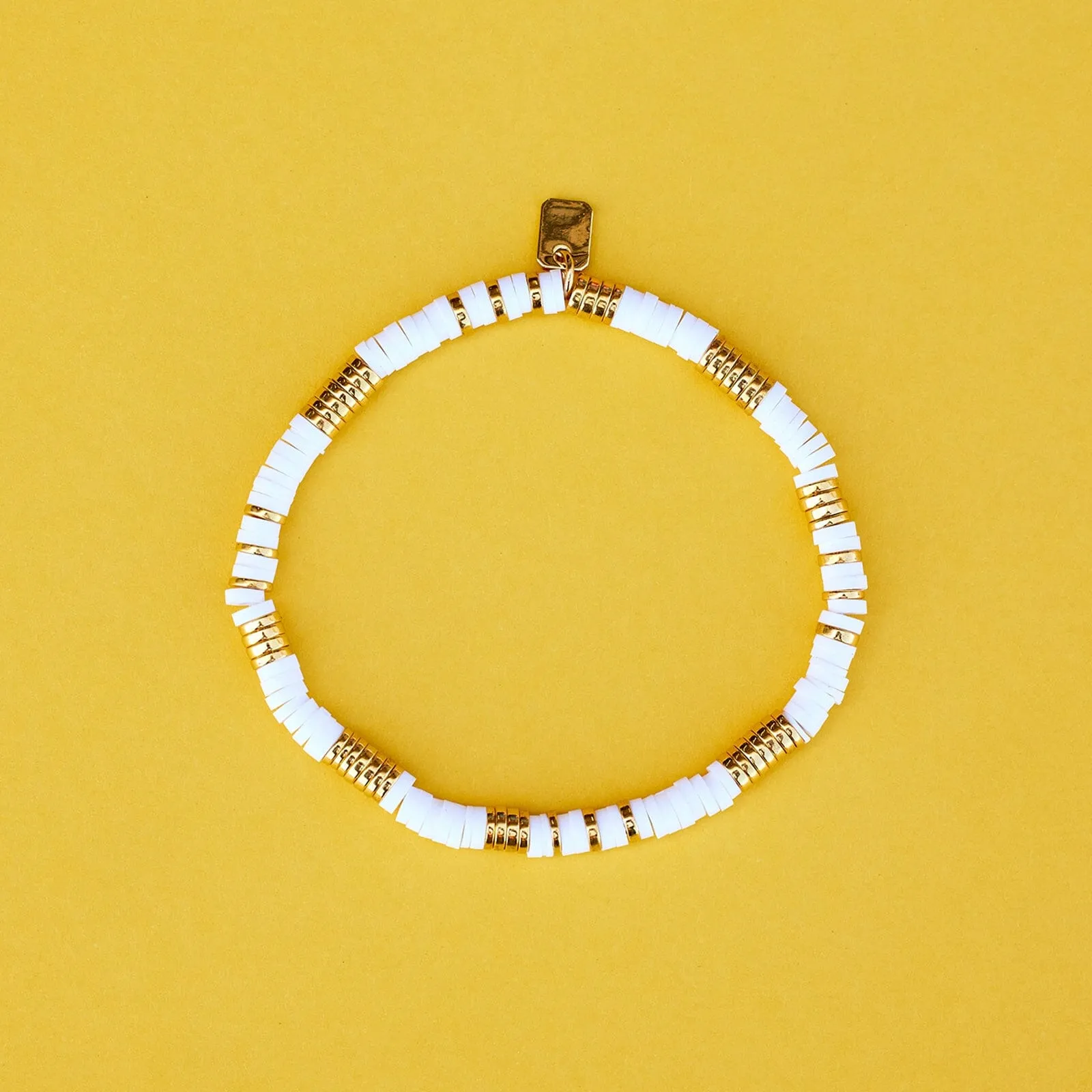 Gold & White Pisa Stretch Bracelet