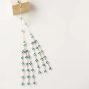 Gold Ballet Lariat Necklace in London Blue Quartz