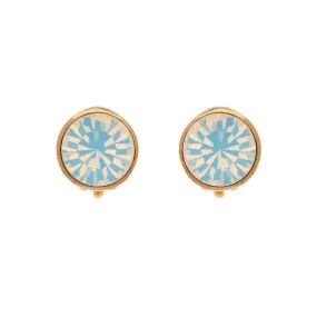 Gold Opal Crystal Clip Earrings