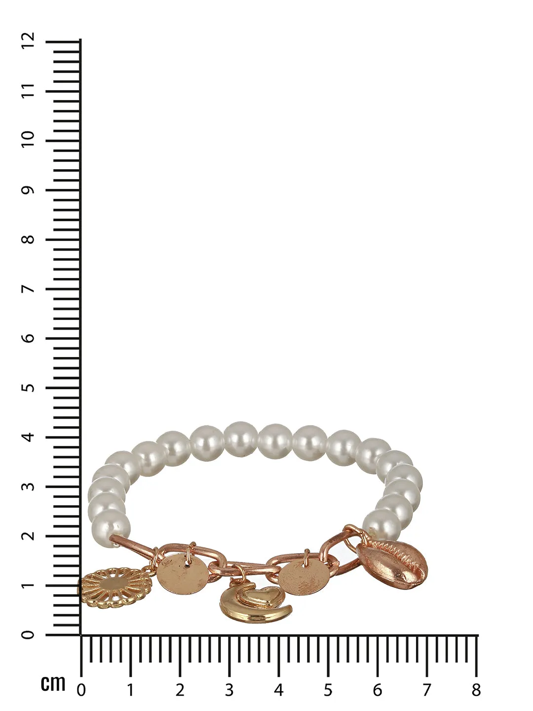 Gold-Plated & Pearl Beaded Charm Bracelet