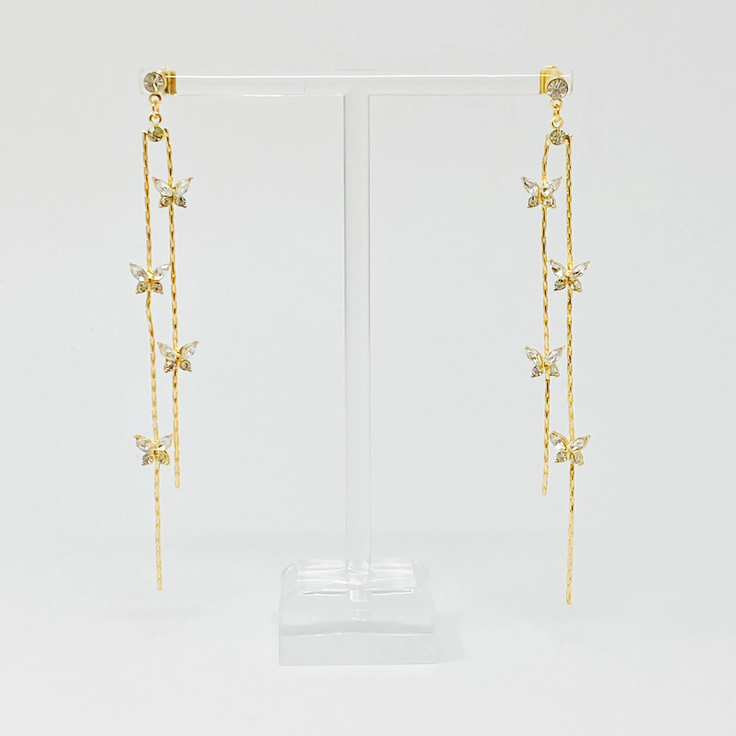 Gold plated Brass Butterflies Drop Dangle Earrings