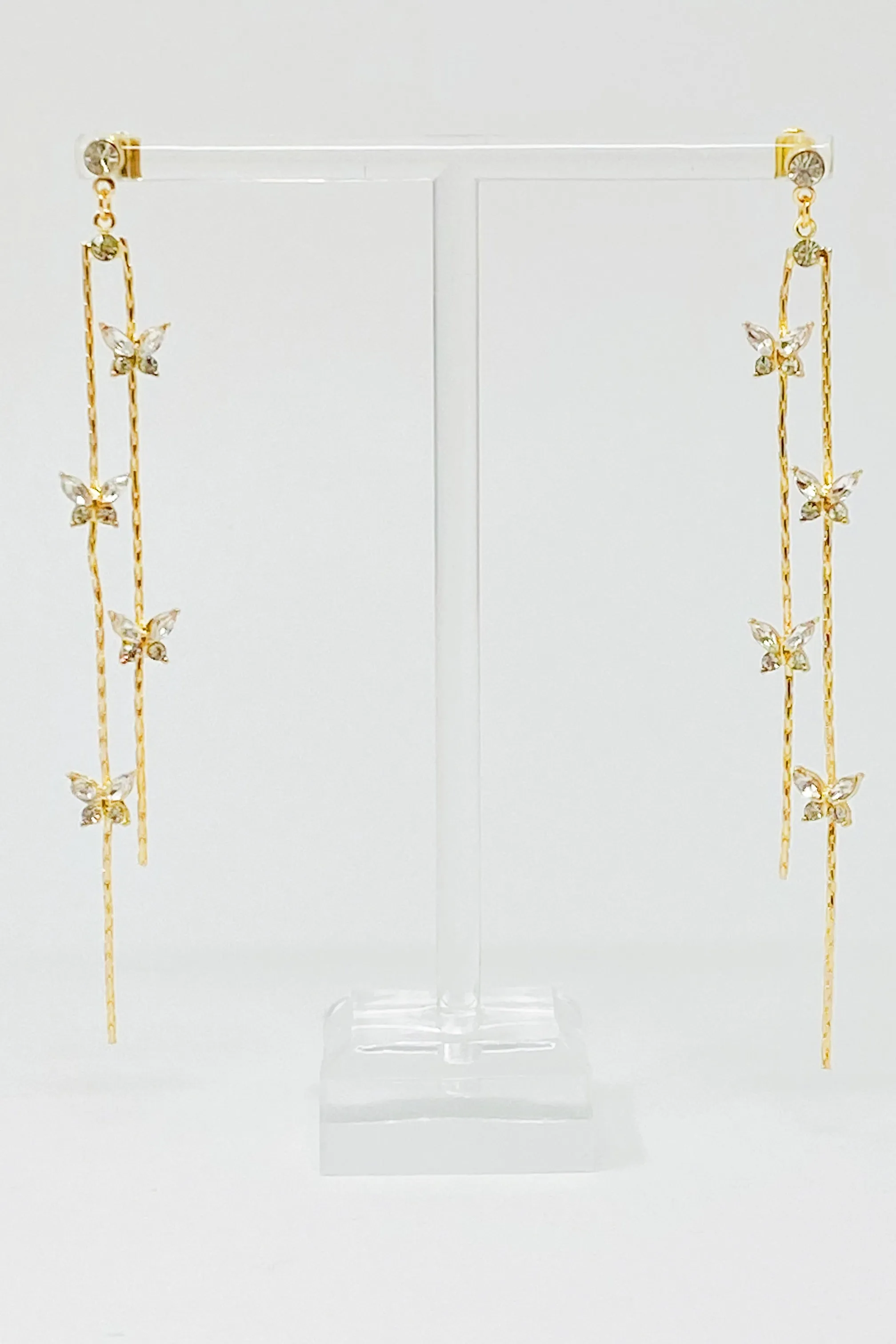 Gold plated Brass Butterflies Drop Dangle Earrings