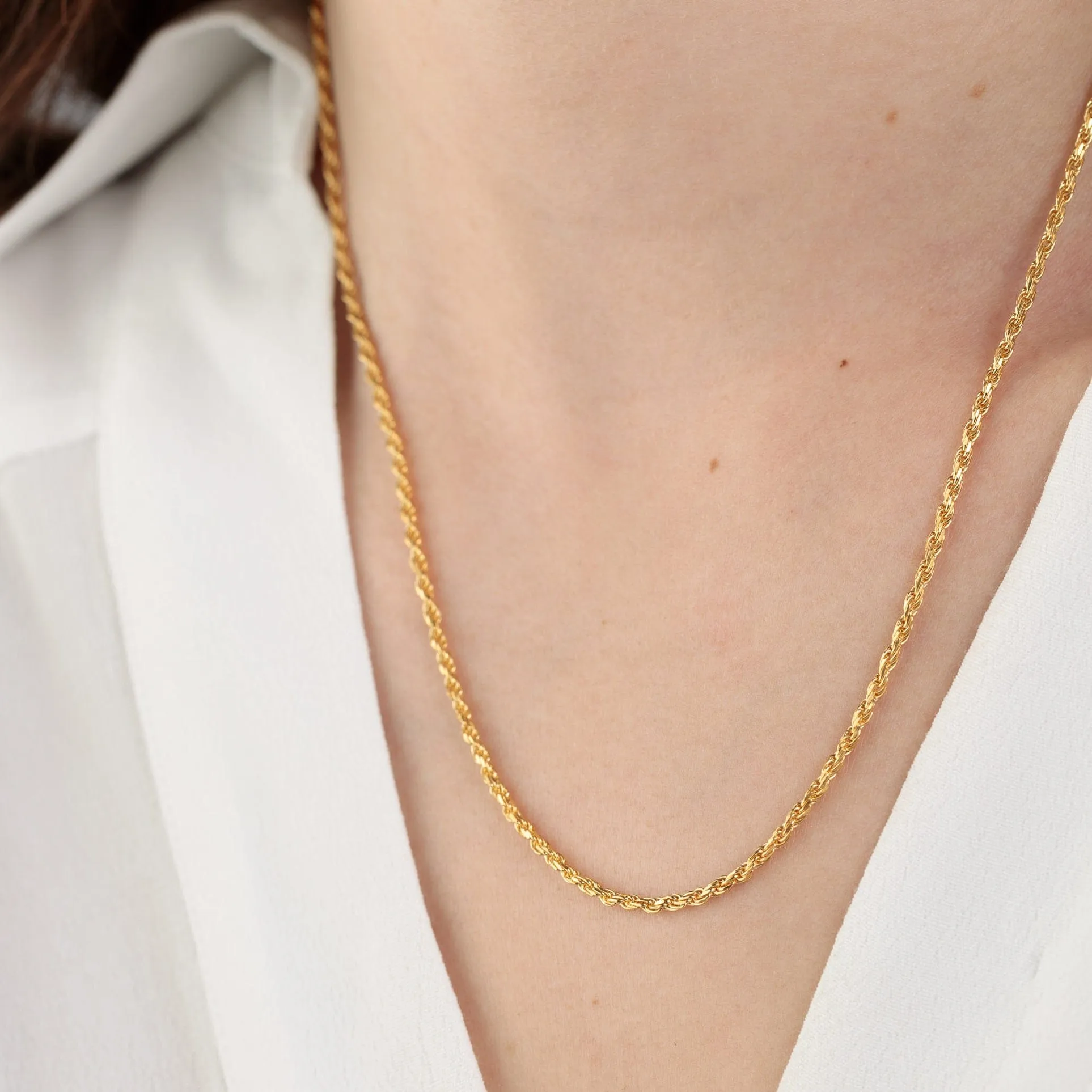 Gold Plated Twisted Rope Chain Necklace