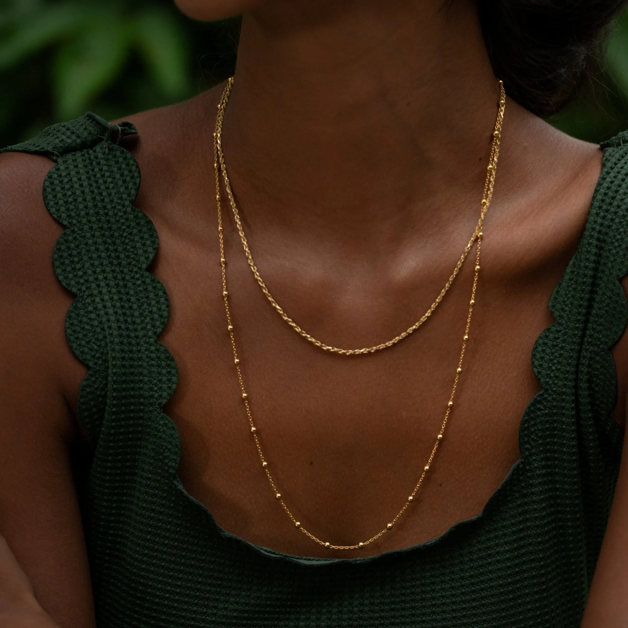 Gold Plated Twisted Rope Chain Necklace