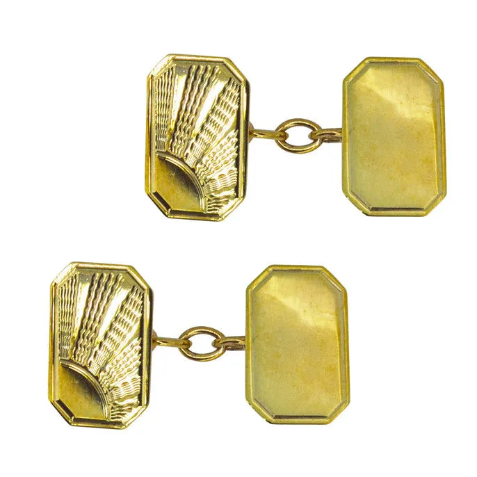 Gold Sun Ray Cuff Links