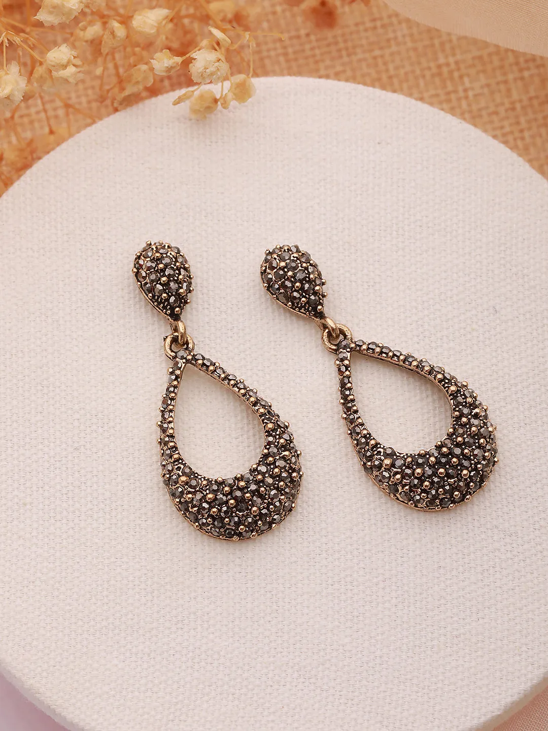 Gold Teardrop Shaped Drop Earrings