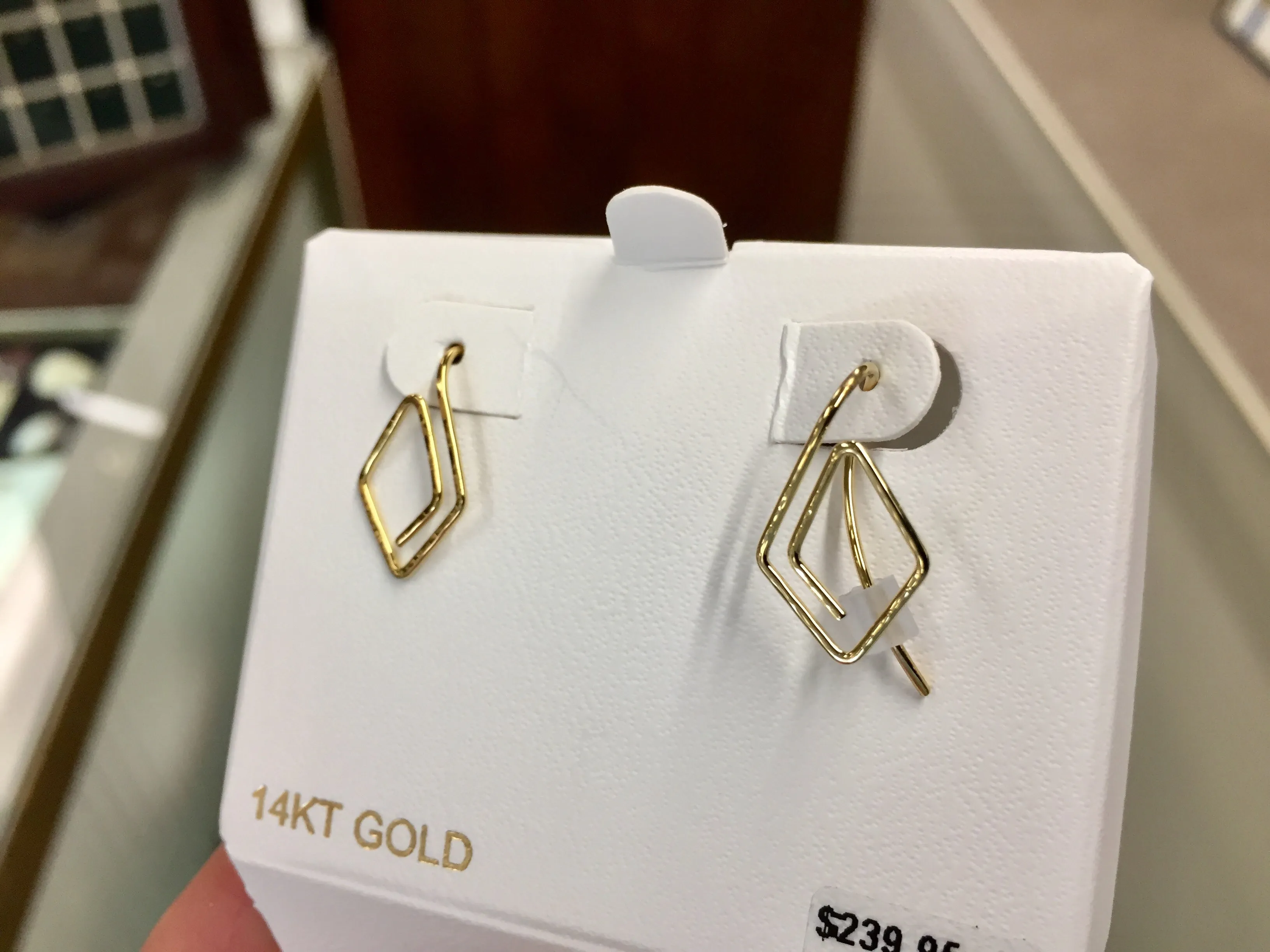 Gold Triangular Wire Weave Earrings