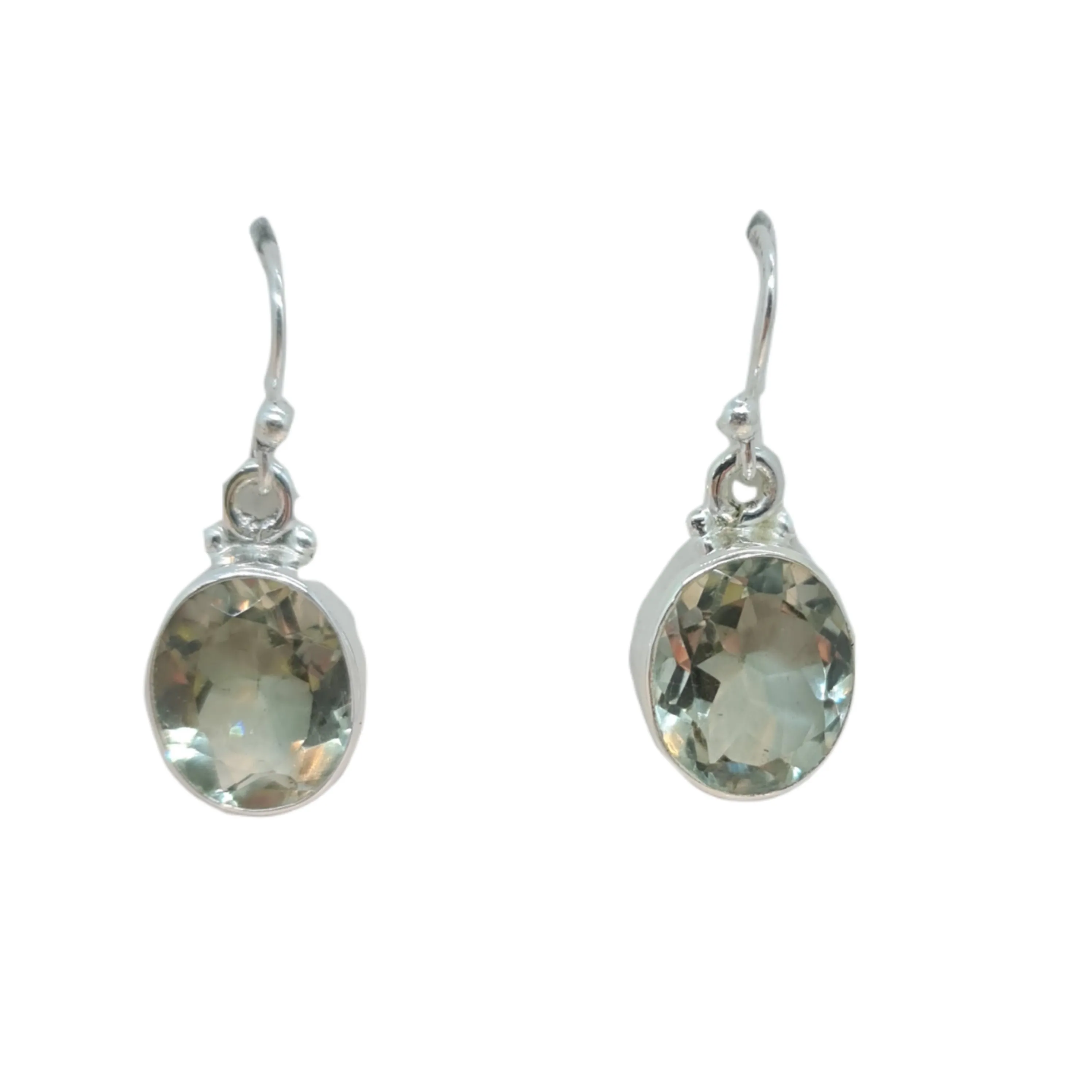 Green Amethyst Stone drop earrings Oval