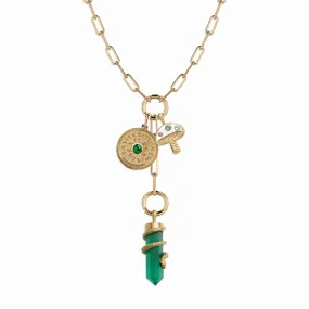 Green Goddess Lariat Charm Necklace