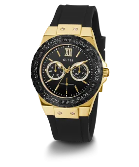 GUESS Ladies Black Gold Tone Multi-function Watch