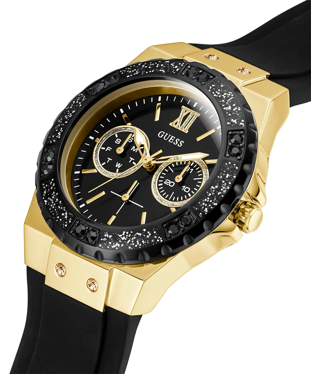 GUESS Ladies Black Gold Tone Multi-function Watch