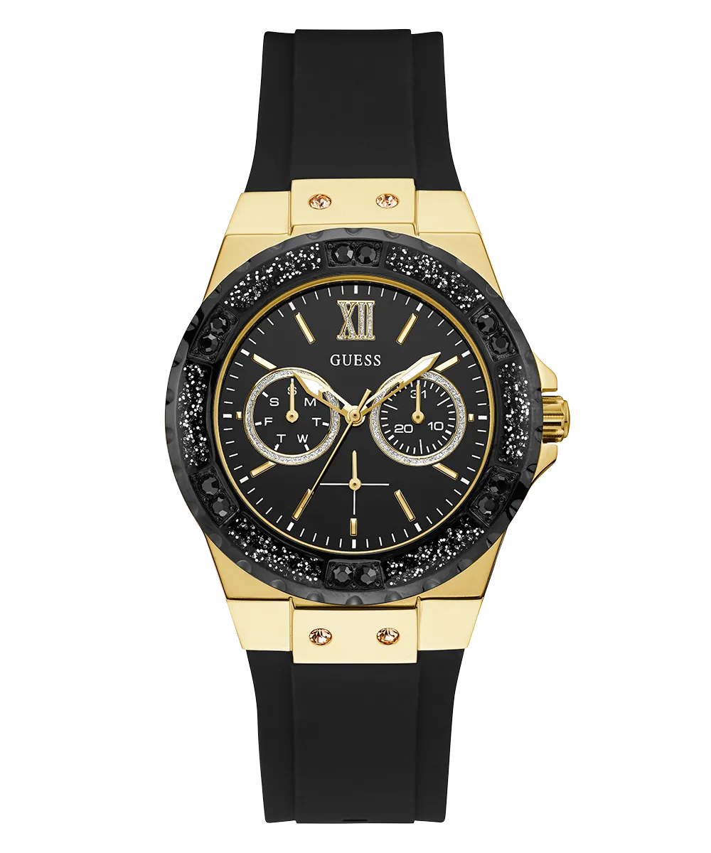 GUESS Ladies Black Gold Tone Multi-function Watch