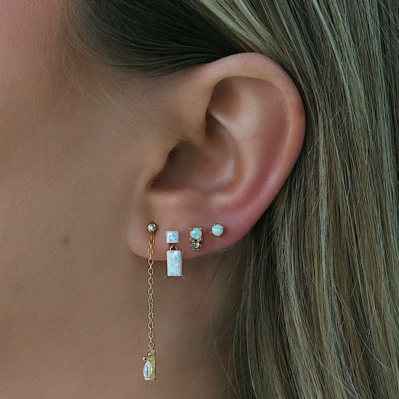 Halo Opal Stud Earrings