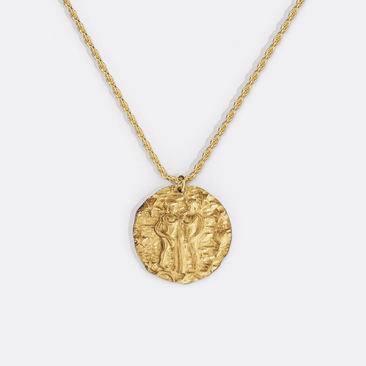 Hammered Gold Zodiac Pendant Necklace