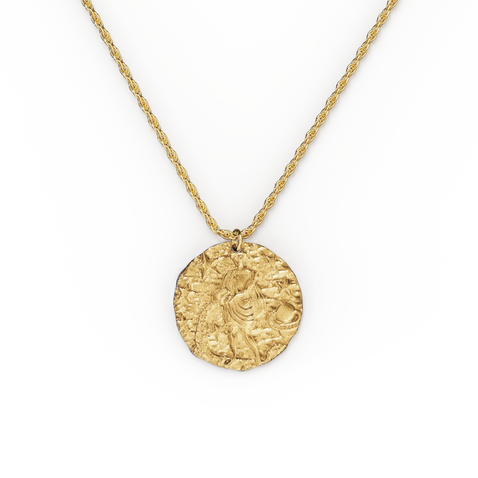 Hammered Gold Zodiac Pendant Necklace