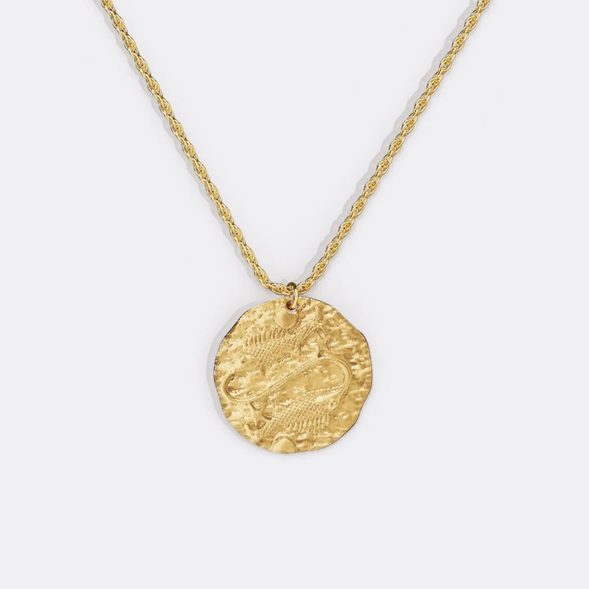 Hammered Gold Zodiac Pendant Necklace