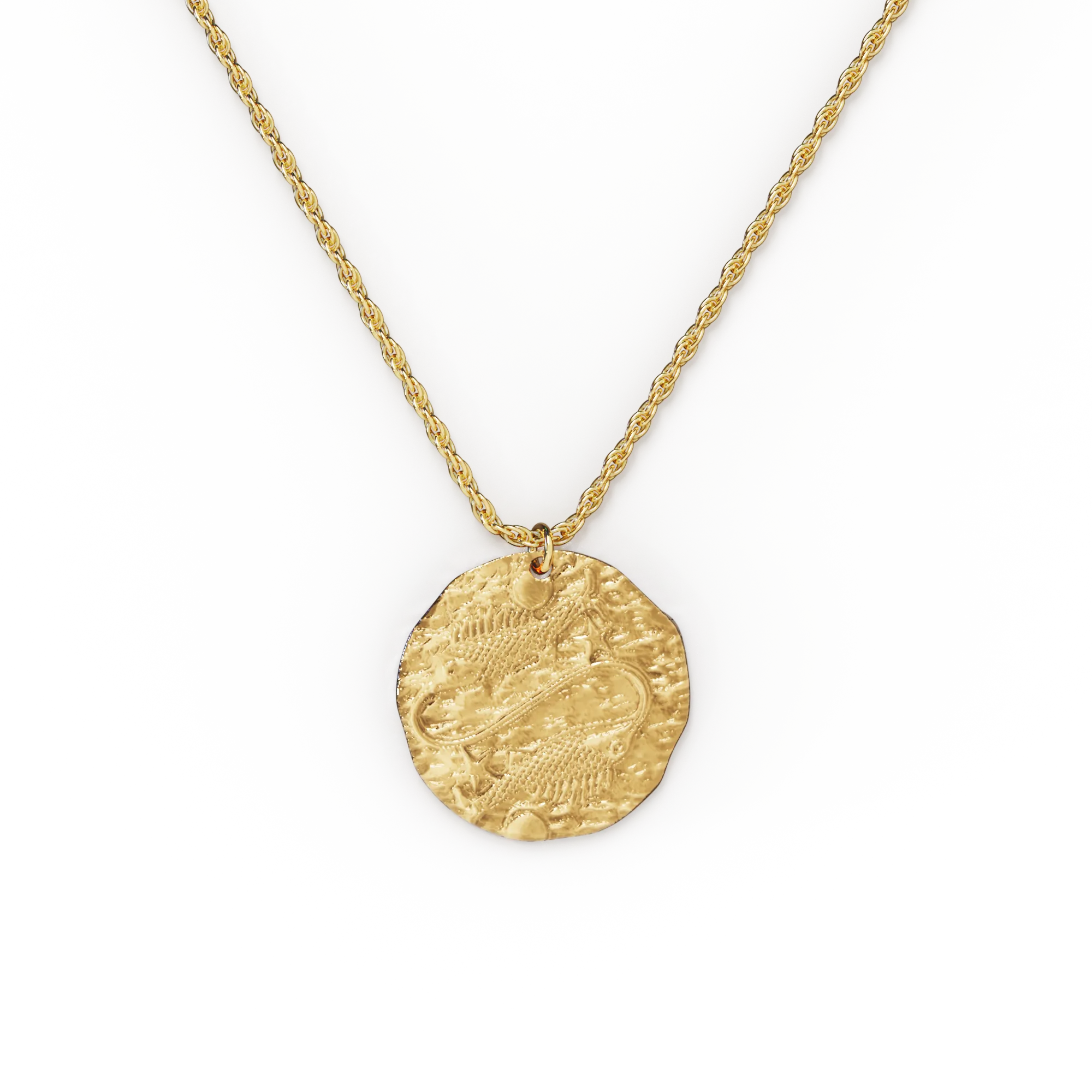 Hammered Gold Zodiac Pendant Necklace