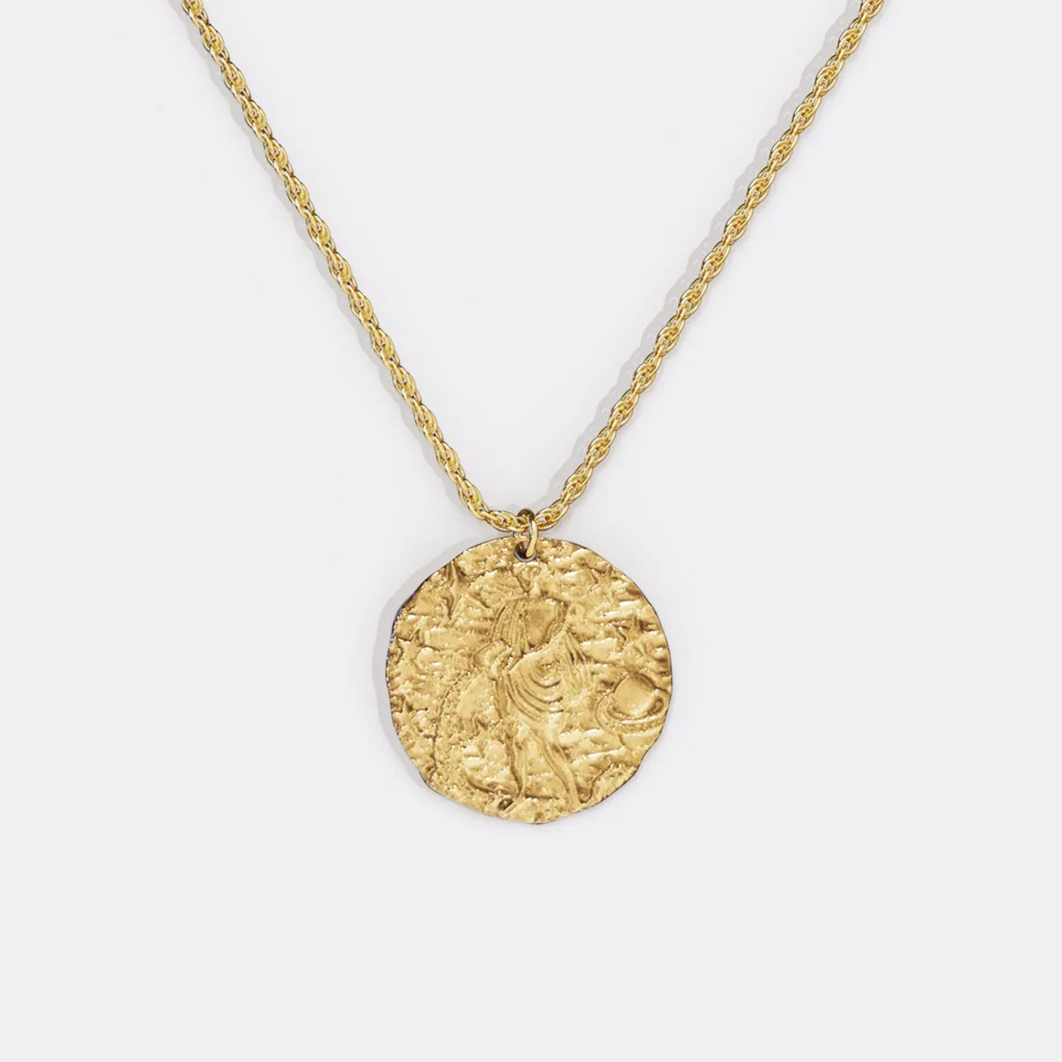 Hammered Gold Zodiac Pendant Necklace