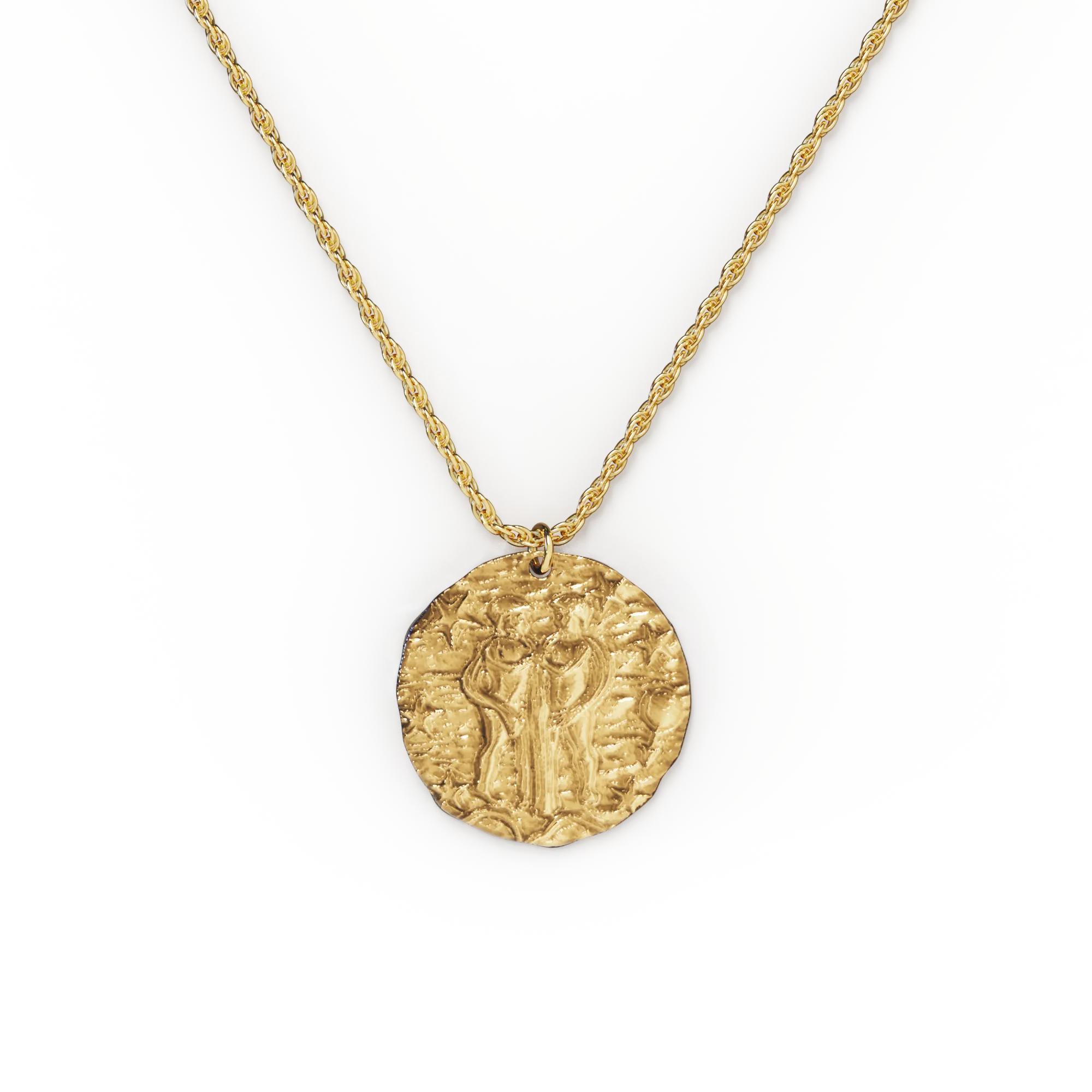 Hammered Gold Zodiac Pendant Necklace