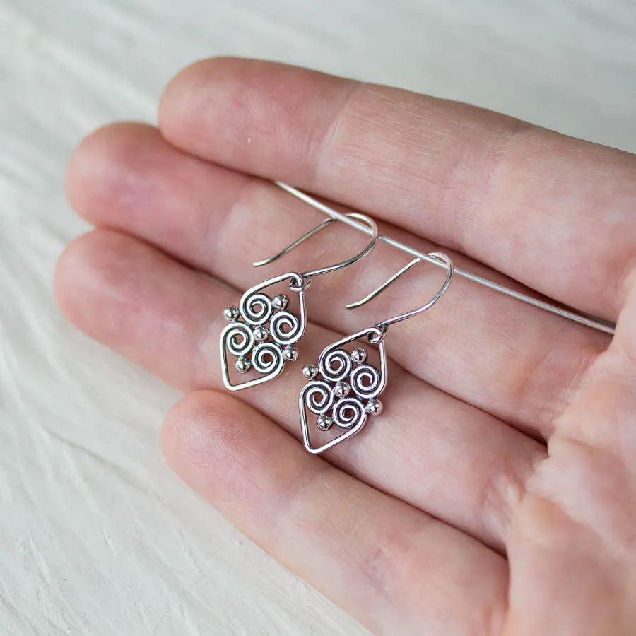 Handcrafted silver earrings, short dangles