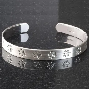 Handmade Sterling Silver Paw Print Cuff Bracelet