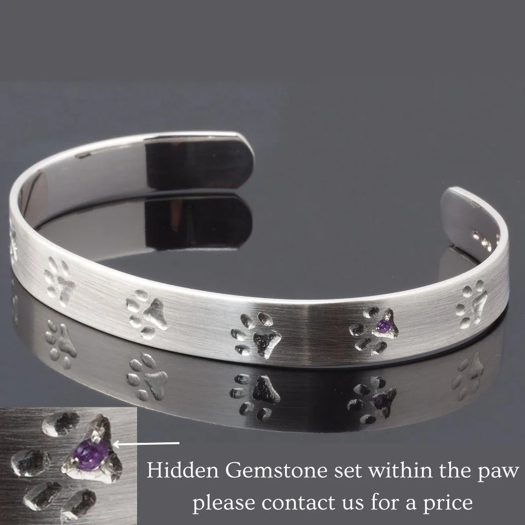 Handmade Sterling Silver Paw Print Cuff Bracelet