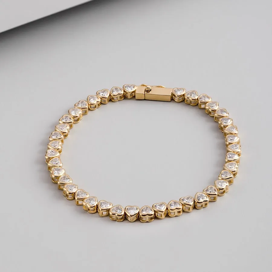 Heart Bezel 14K Gold Vermeil Tennis Bracelet