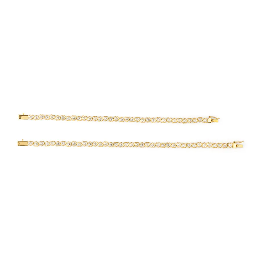 Heart Bezel 14K Gold Vermeil Tennis Bracelet