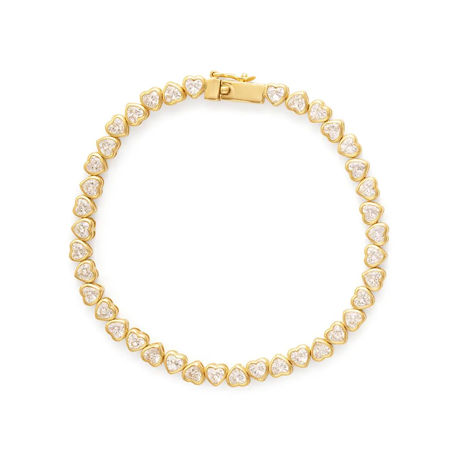 Heart Bezel 14K Gold Vermeil Tennis Bracelet