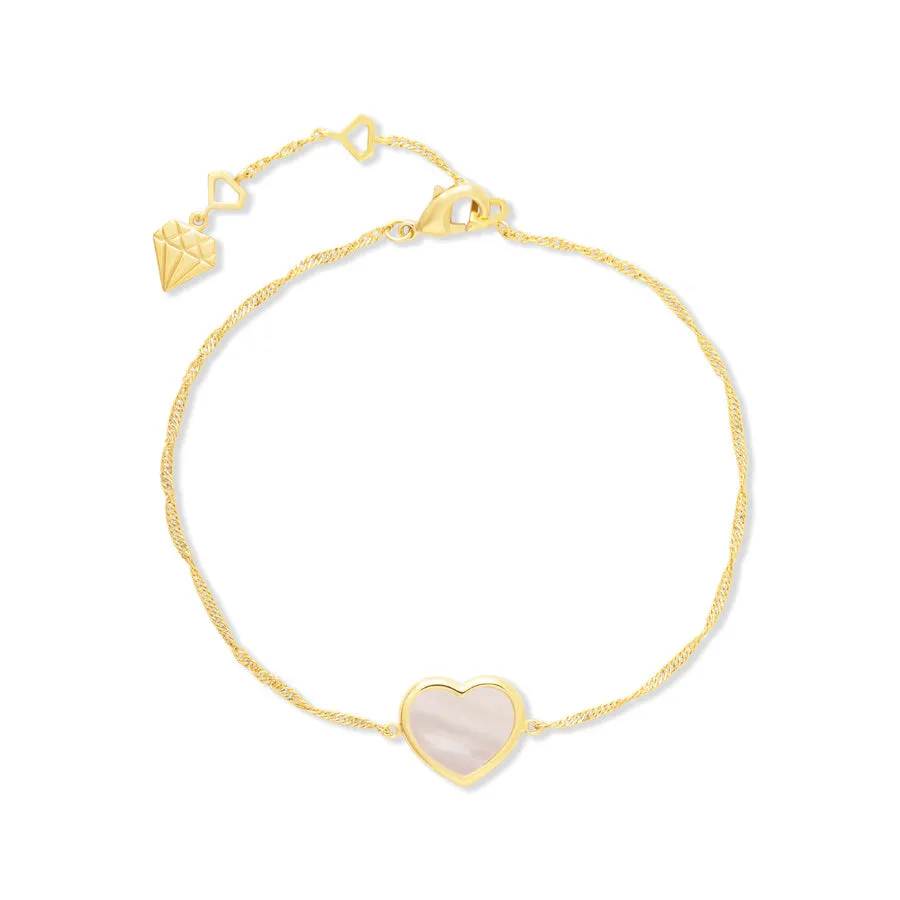 Heart Pearl & Gold Bracelet