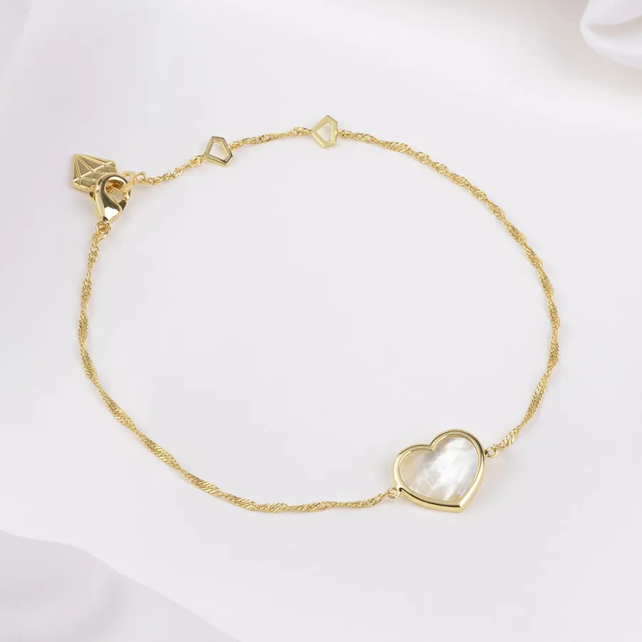 Heart Pearl & Gold Bracelet