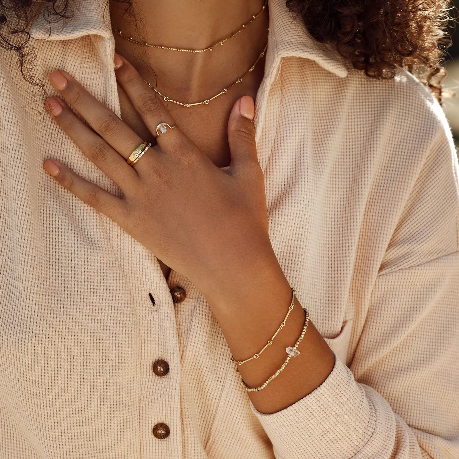 Herkimer Stretch Bead Bracelet