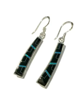 Inlaid Gemstone Bar Dangles