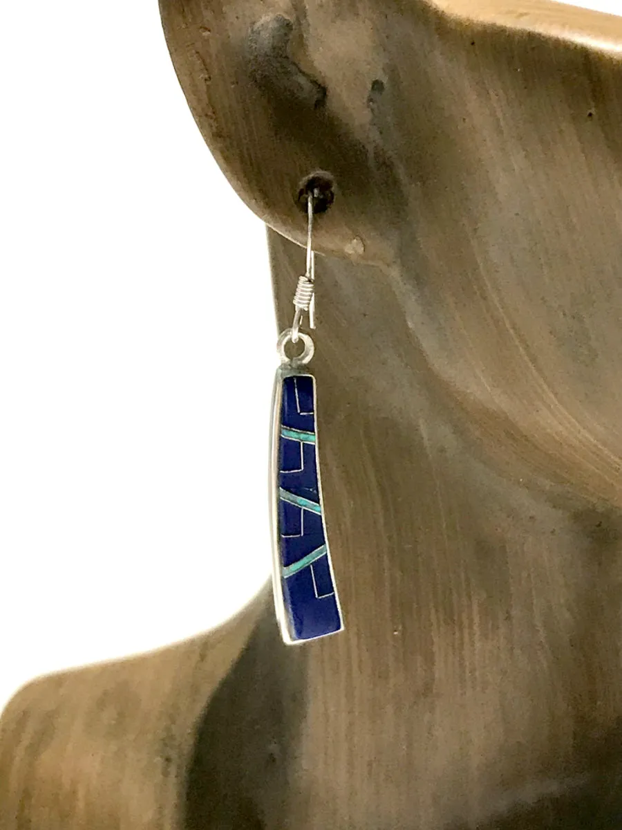 Inlaid Gemstone Bar Dangles