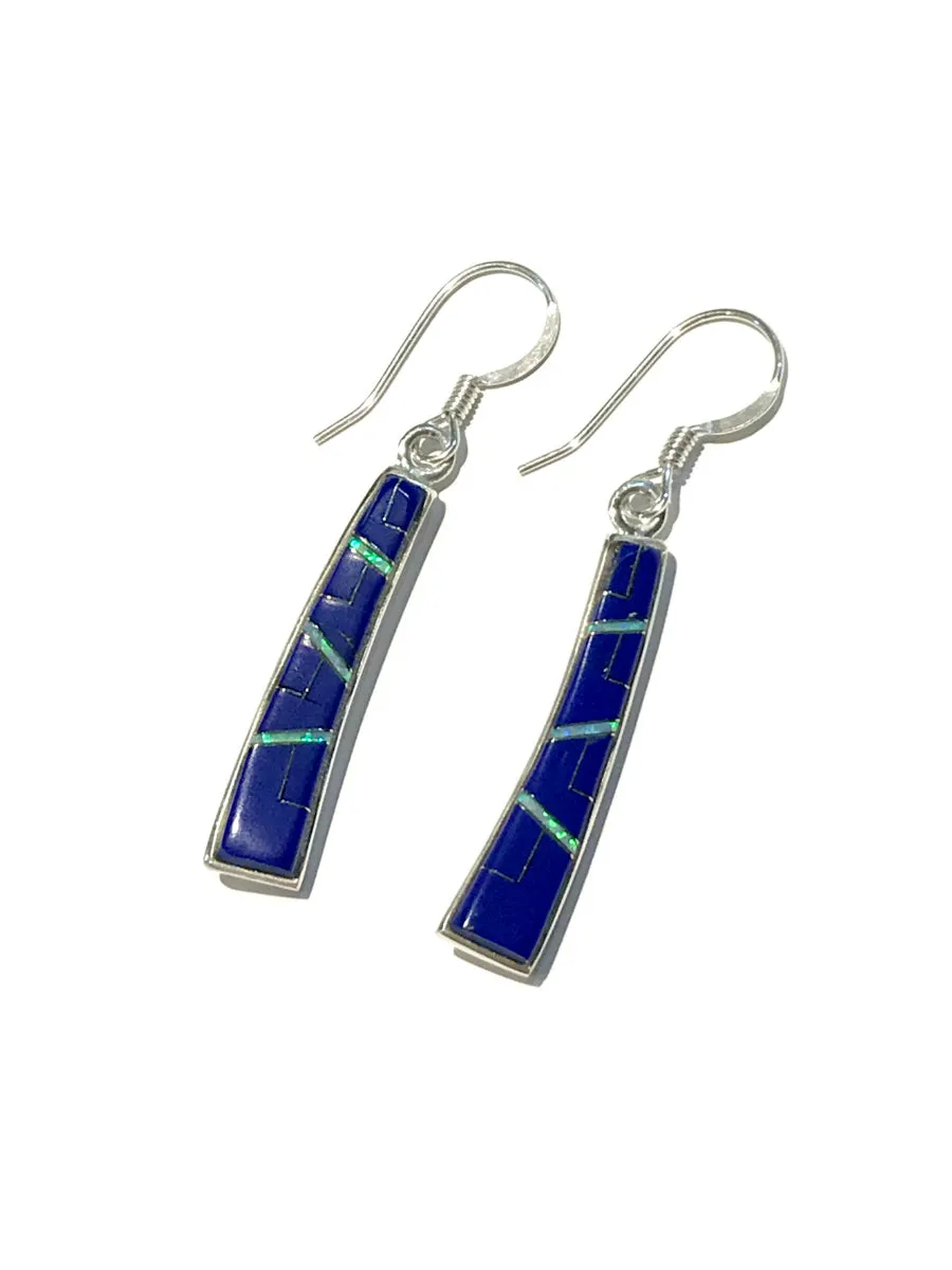 Inlaid Gemstone Bar Dangles