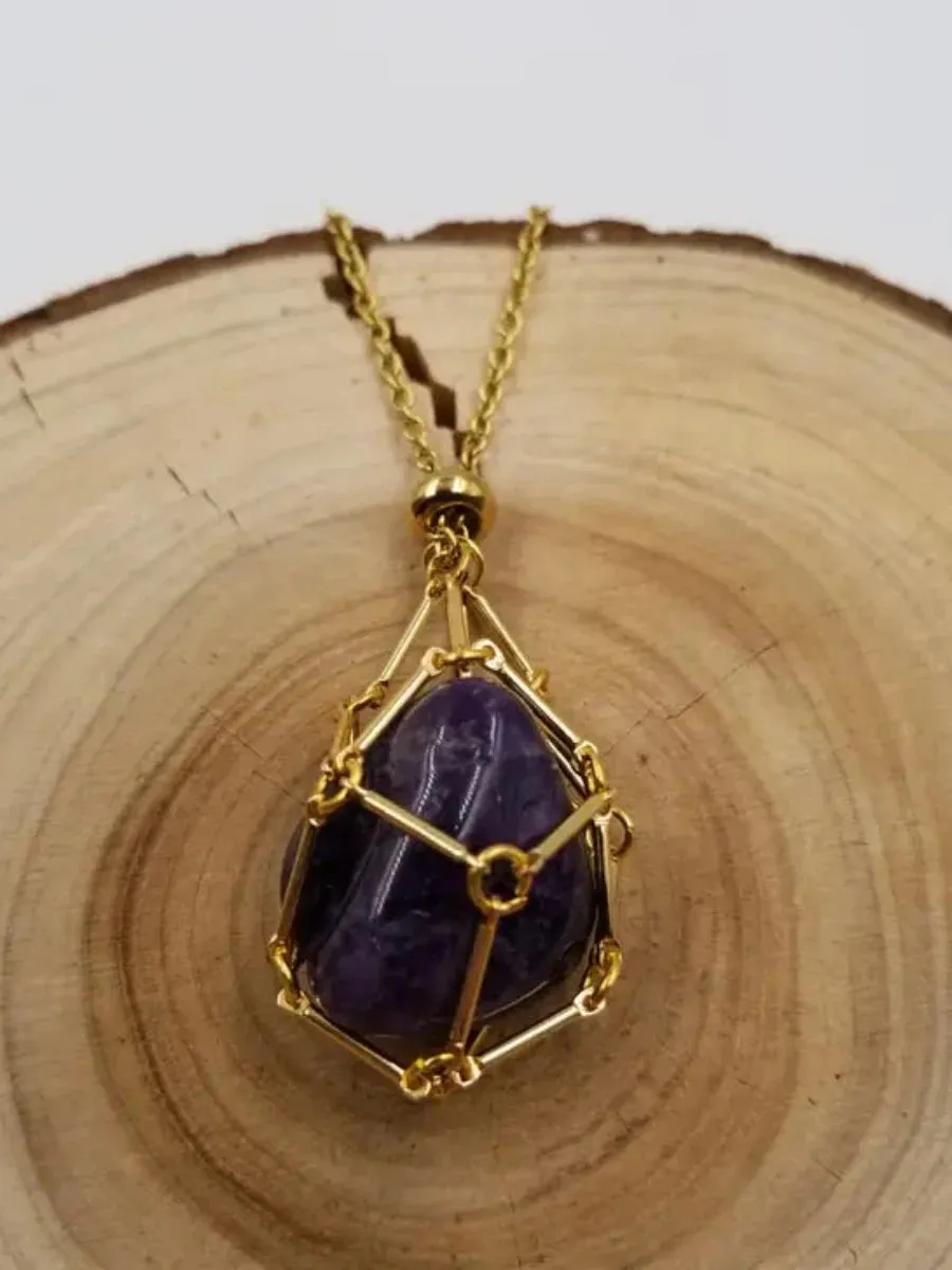 Interchangeable Stone Cage Necklace