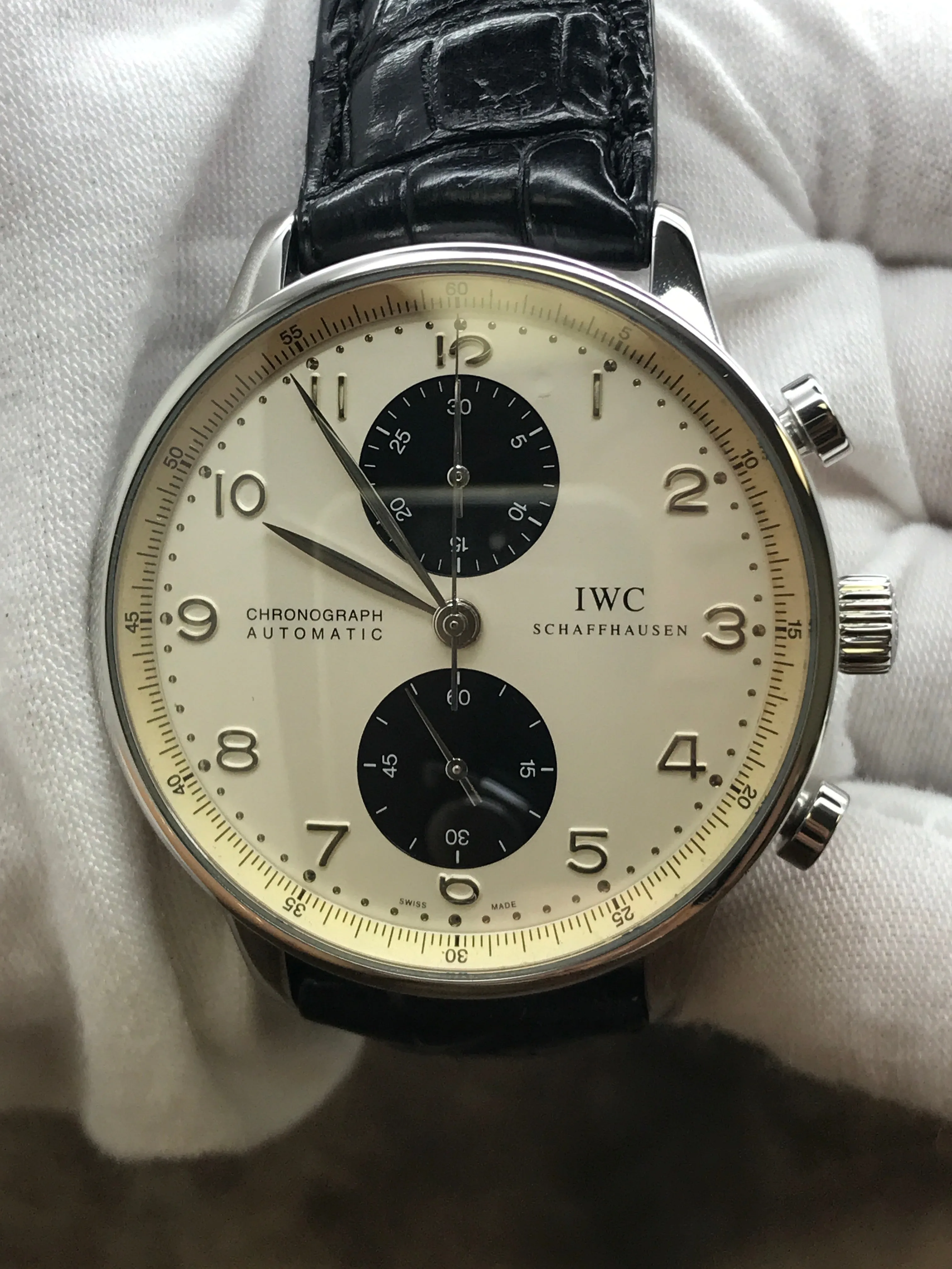 IWC Portuguese Chronograph IW3714 Creme white Dial Automatic Men's Watch