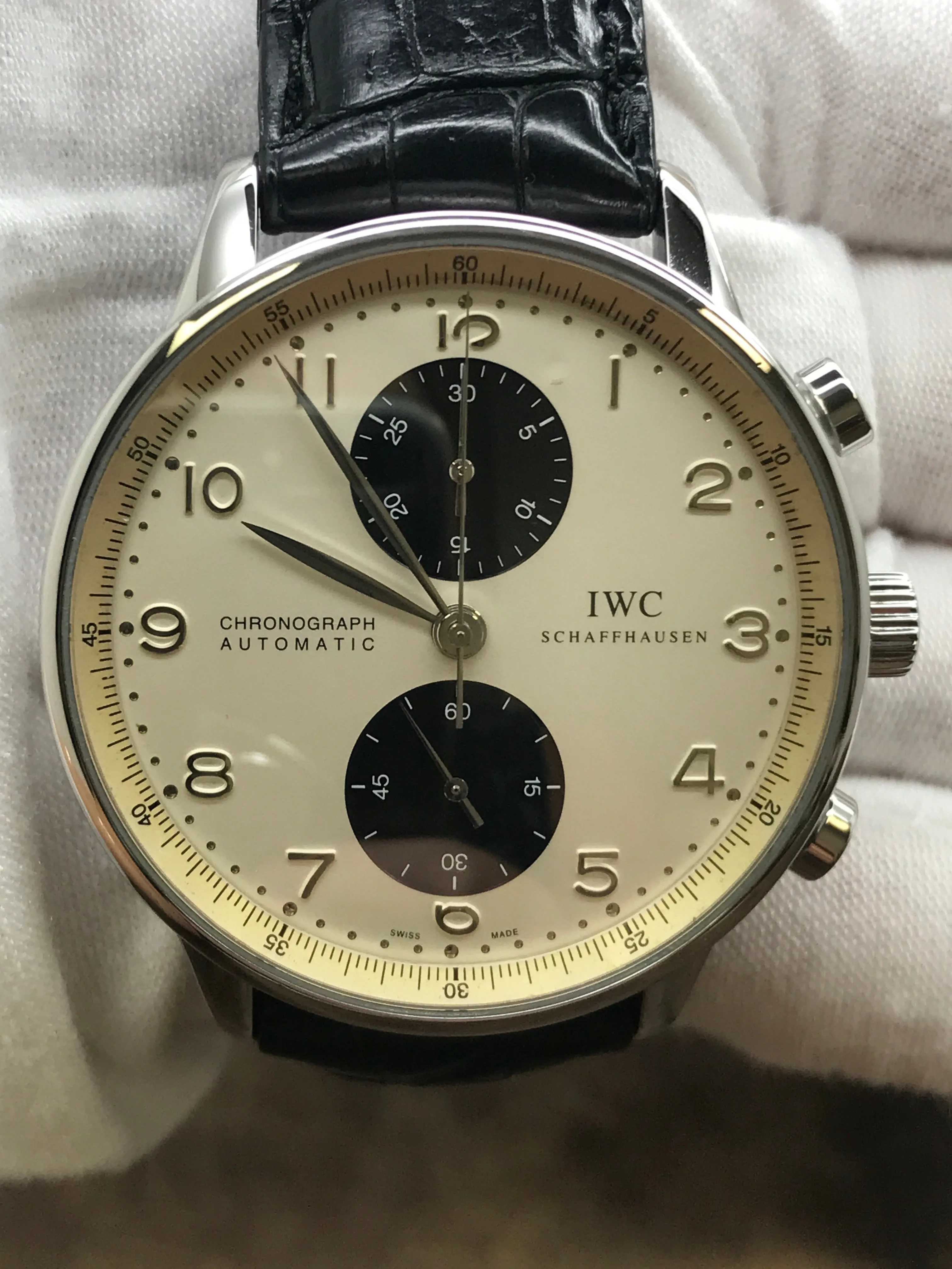 IWC Portuguese Chronograph IW3714 Creme white Dial Automatic Men's Watch