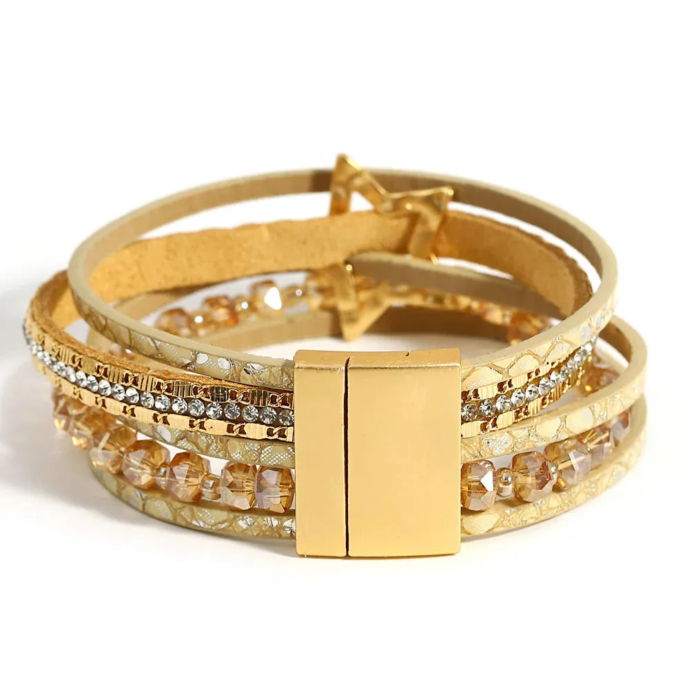 'Jiemba' Star Charm Cuff Bracelet - gold