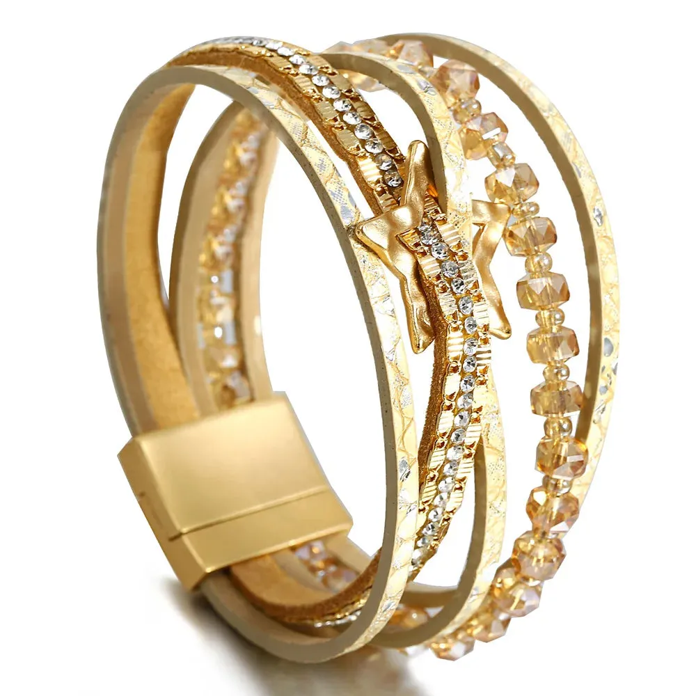 'Jiemba' Star Charm Cuff Bracelet - gold