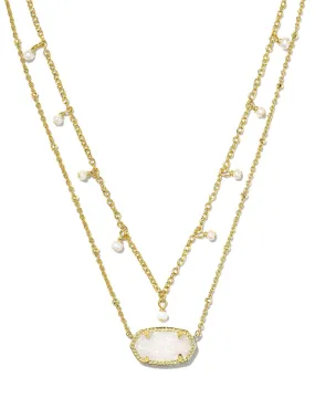 Kendra Scott Elisa Pearl Multi Strand Necklace - Gold Iridescent Drusy