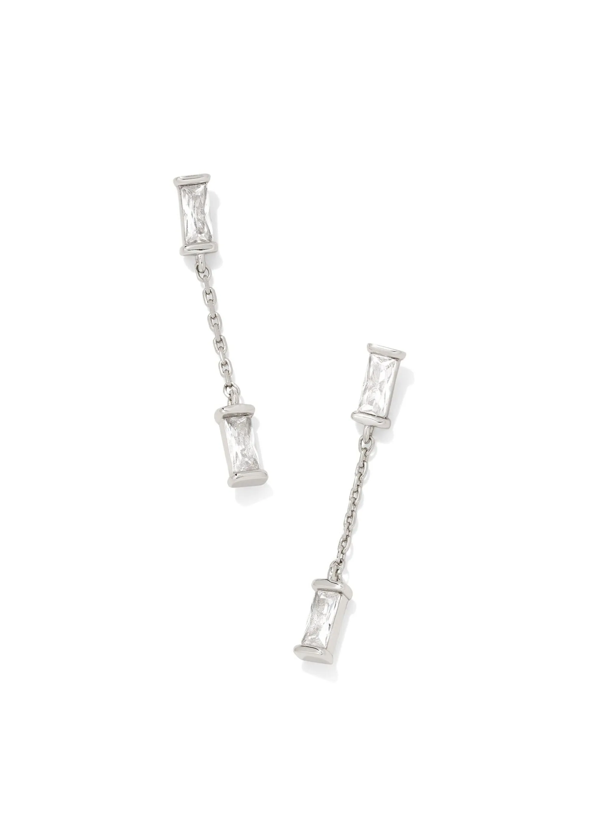 Kendra Scott Juliette Drop Earrings - Rhodium White Crystal