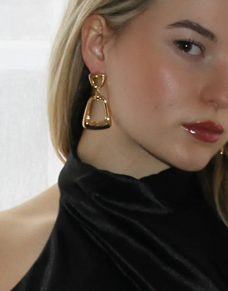 KRISTY GEOMETRIC DANGLE GOLD EARRINGS