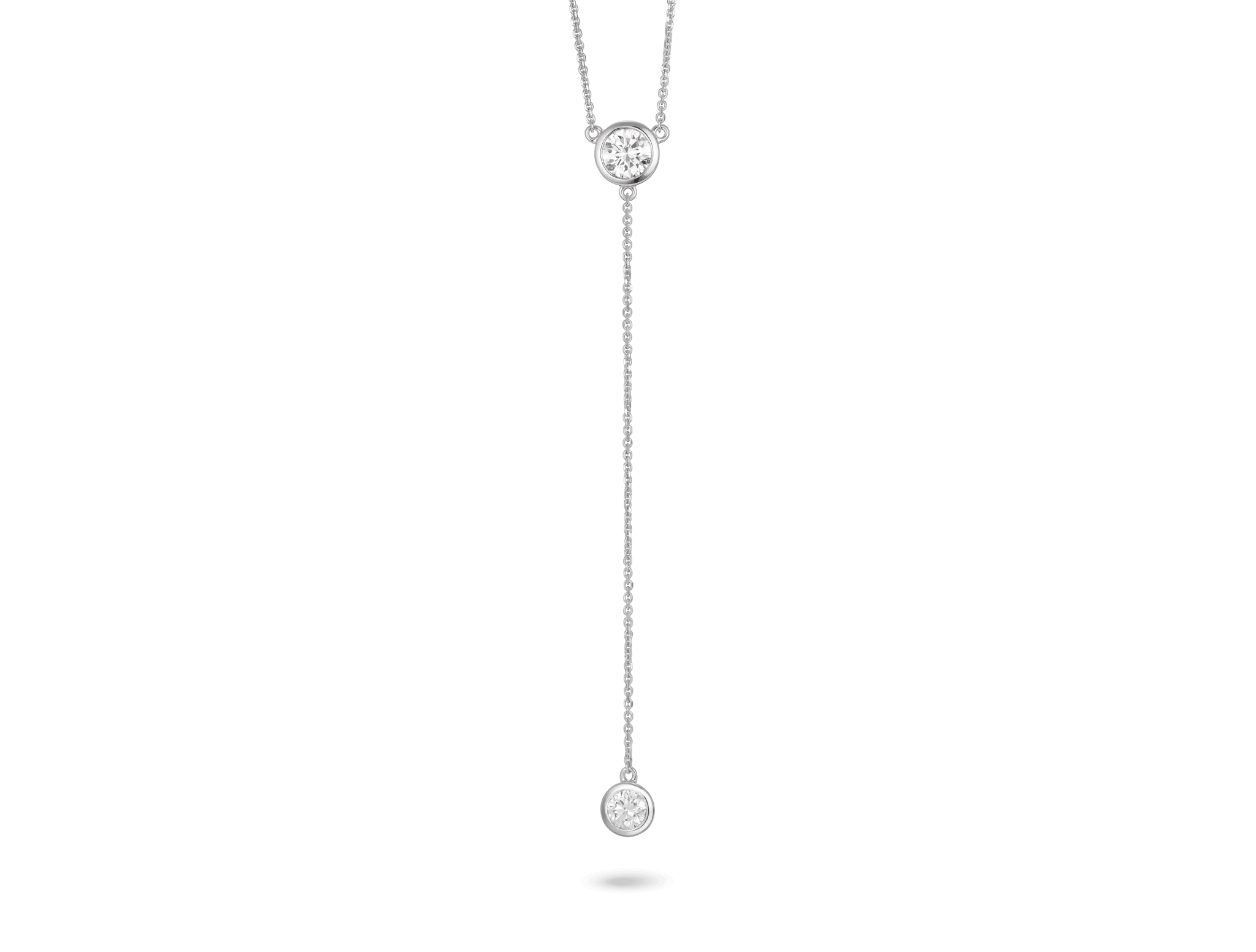 Lab-Grown Diamond ¾ct. tw. Round Brilliant Bezel Lariat Pendant | White