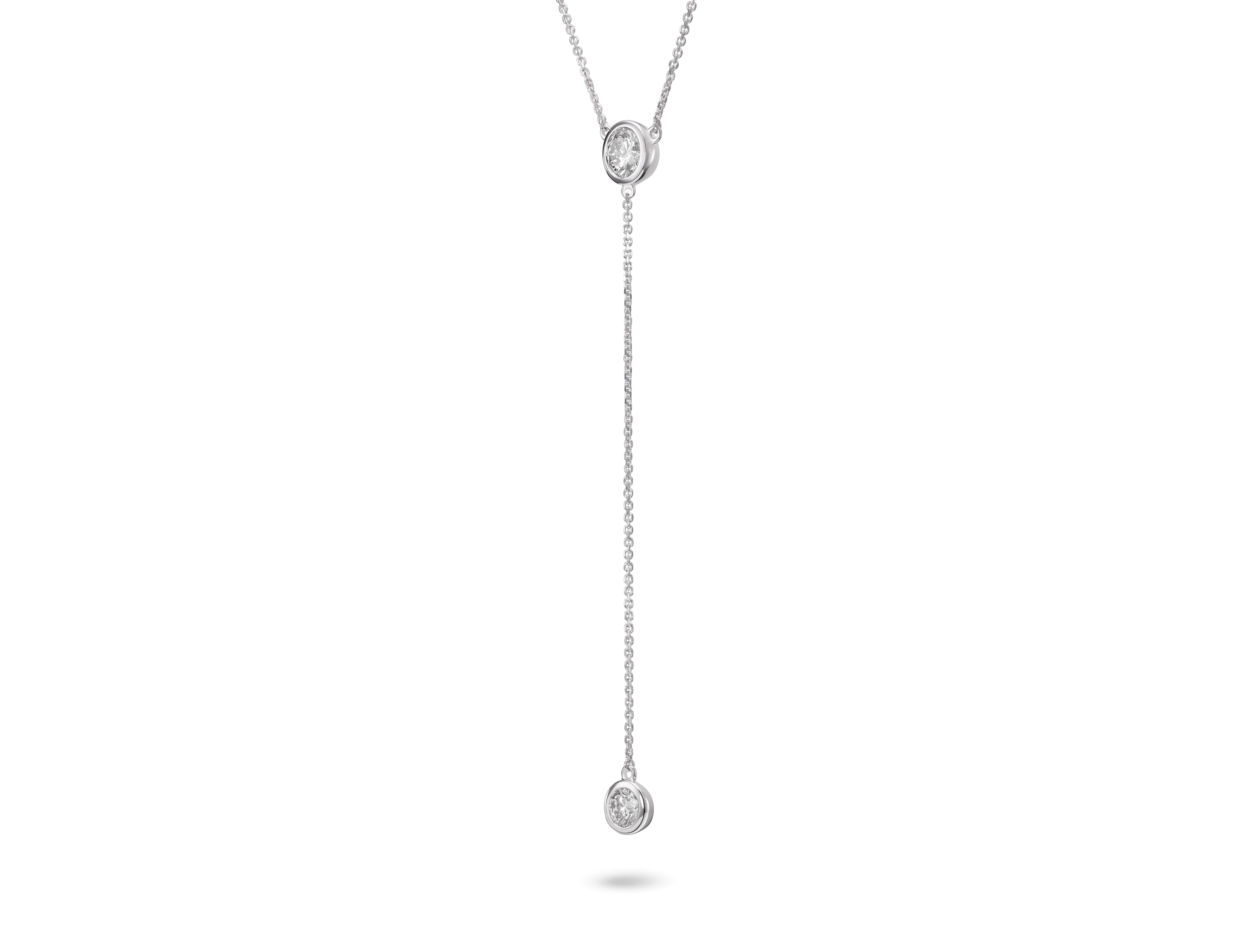 Lab-Grown Diamond ¾ct. tw. Round Brilliant Bezel Lariat Pendant | White