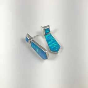 Lab Opal & Sterling Silver Earrings