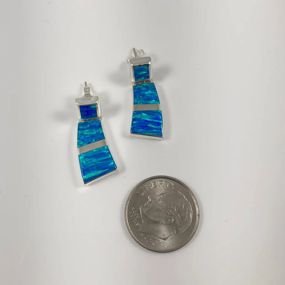 Lab Opal & Sterling Silver Inlaid Earrings