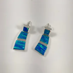 Lab Opal & Sterling Silver Inlaid Earrings