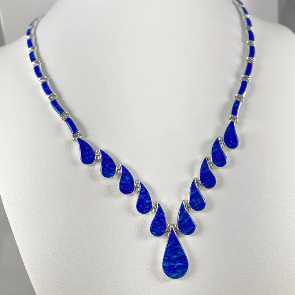 Lab Opal & Sterling Silver Inlaid Necklace