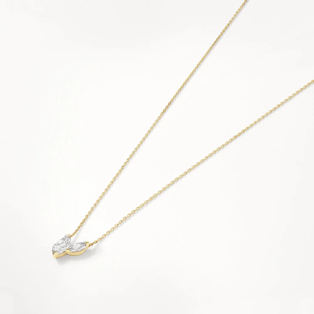 Laboratory-Grown Diamond 0.70ct Double Marquise Necklace in 10k Gold